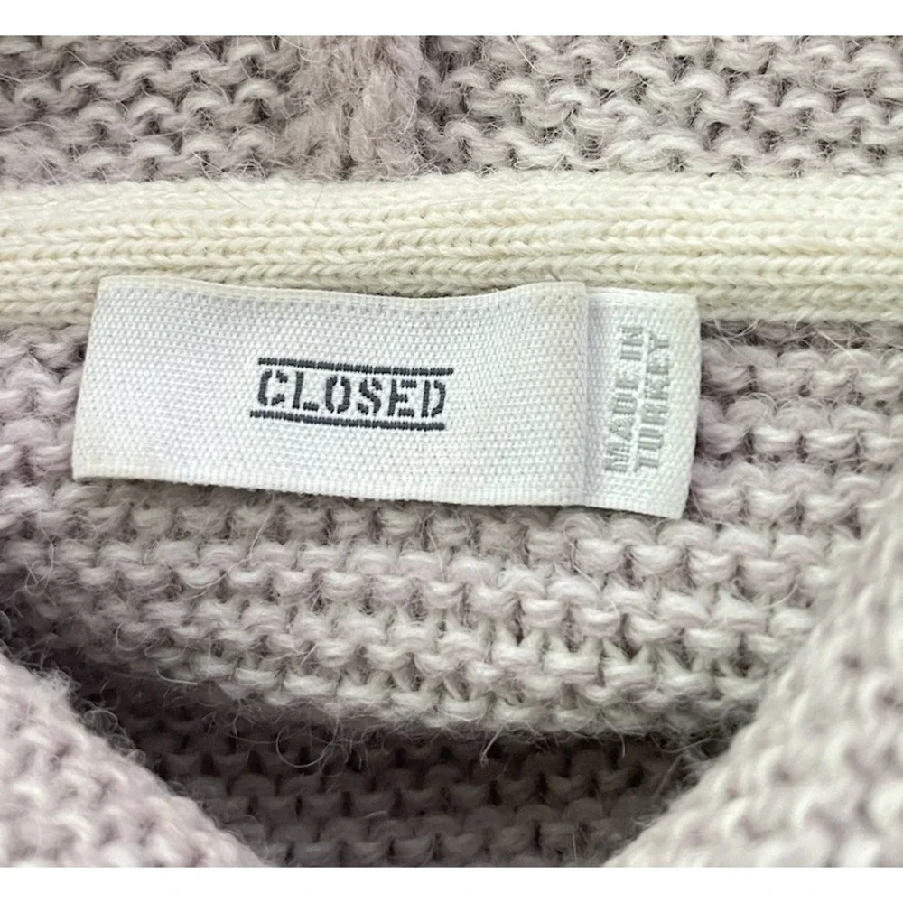 Closed  Knitted Italian Yarn Alpaca Merino Wool Blend Hoodie Sweater Medium Gray